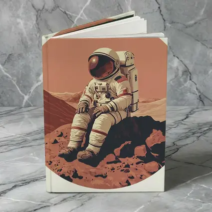 Astronaut Sitting On Mars Rocky Surface