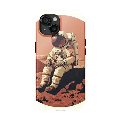 Astronaut Sitting On Mars Rocky Surface