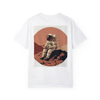 Astronaut Sitting On Mars Rocky Surface