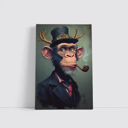 Dapper Chimpanzee Top Hat Smoking Pipe Art