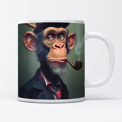 Dapper Chimpanzee Top Hat Smoking Pipe Art