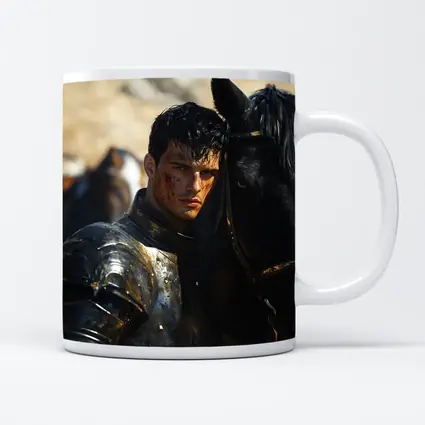 Dark Knight in Black Armor with Horse