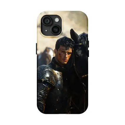 Dark Knight in Black Armor with Horse