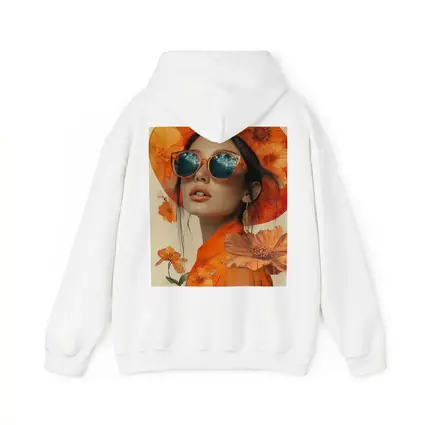Fashion Woman Orange Hat Floral Collage