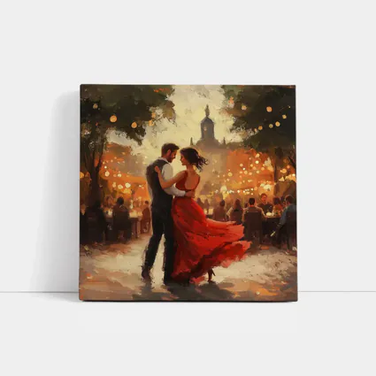 Couple Dancing Tango Oil Painting Outdoor