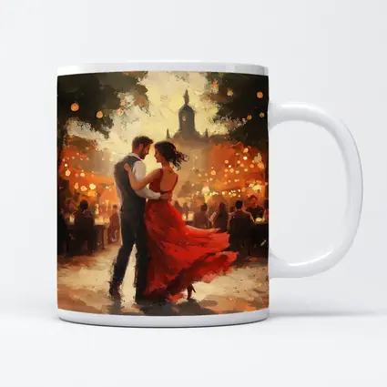 Couple Dancing Tango Oil Painting Outdoor