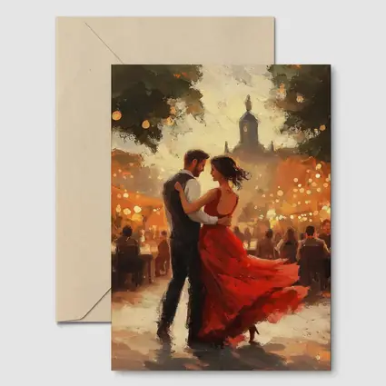 Couple Dancing Tango Oil Painting Outdoor
