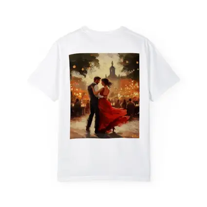 Couple Dancing Tango Oil Painting Outdoor