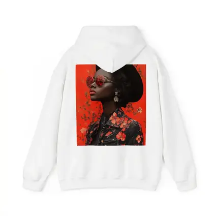 Black Woman Red Floral Fashion Portrait Art