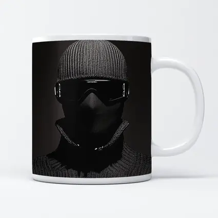 Masked Figure Ski Goggles Dark Background