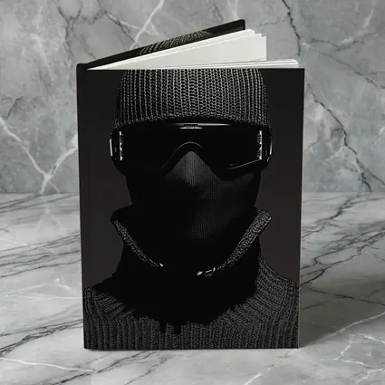Masked Figure Ski Goggles Dark Background
