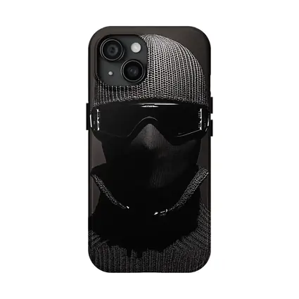 Masked Figure Ski Goggles Dark Background