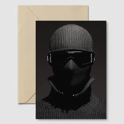 Masked Figure Ski Goggles Dark Background