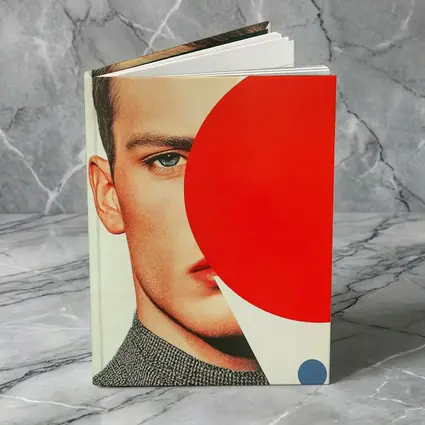 Man Portrait Red Circle Geometric Collage Art