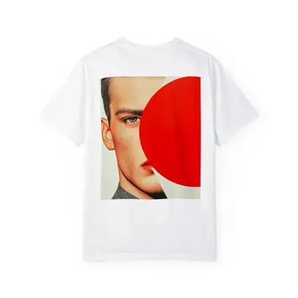 Man Portrait Red Circle Geometric Collage Art