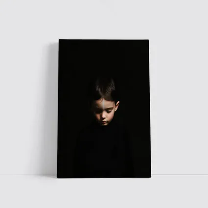 Young Boy Portrait Dark Black Background