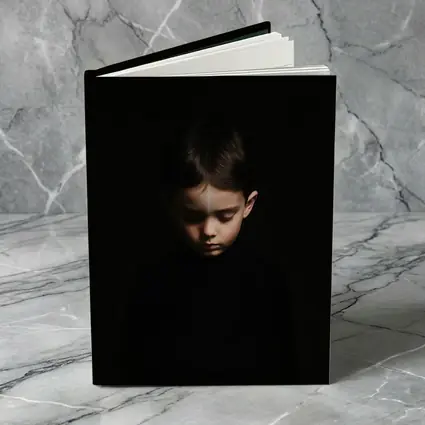 Young Boy Portrait Dark Black Background