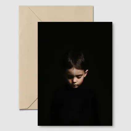 Young Boy Portrait Dark Black Background