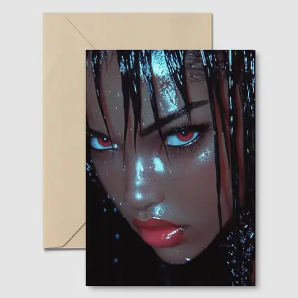 Dark Fantasy Woman Red Eyes Wet Hair