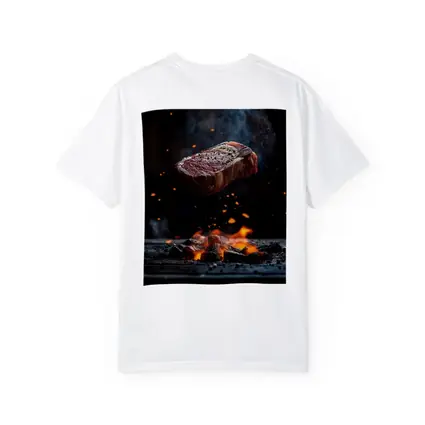 Grilled Steak Flying Over Fire Embers