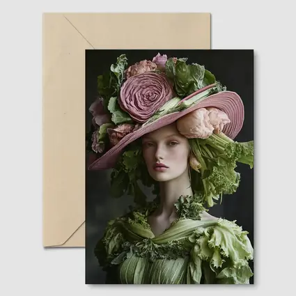 Woman Wearing Vegetable Flower Hat Fashion