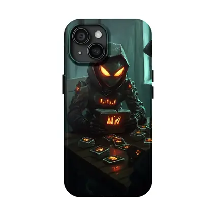 Dark Hooded Figure Glowing Eyes Card Game