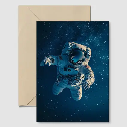 Astronaut Floating In Deep Starry Space