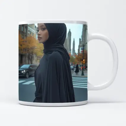 Woman Black Hijab Abaya City Street