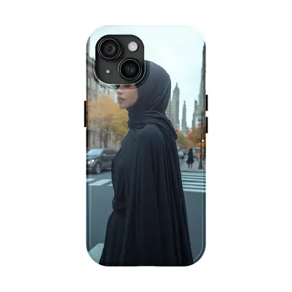 Woman Black Hijab Abaya City Street