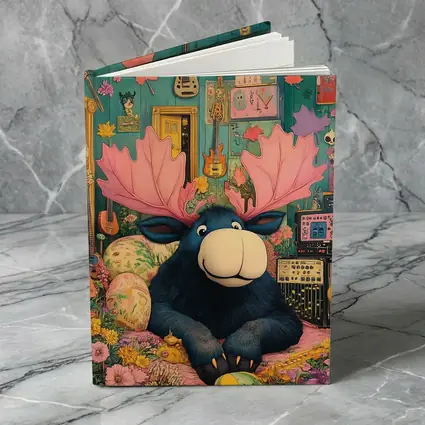 Cartoon Moose Pink Antlers Colorful Music Room