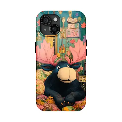 Cartoon Moose Pink Antlers Colorful Music Room