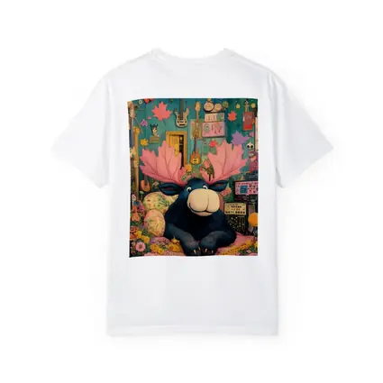 Cartoon Moose Pink Antlers Colorful Music Room
