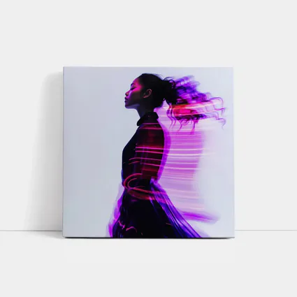 Woman Figure Neon Purple Light Motion Art
