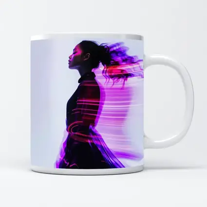 Woman Figure Neon Purple Light Motion Art