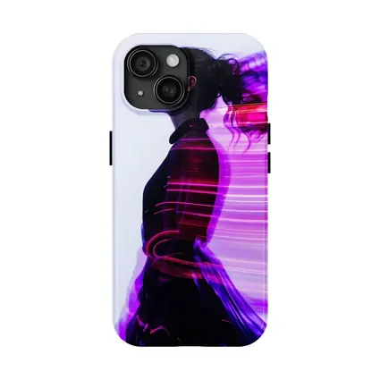 Woman Figure Neon Purple Light Motion Art