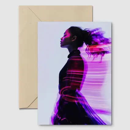 Woman Figure Neon Purple Light Motion Art