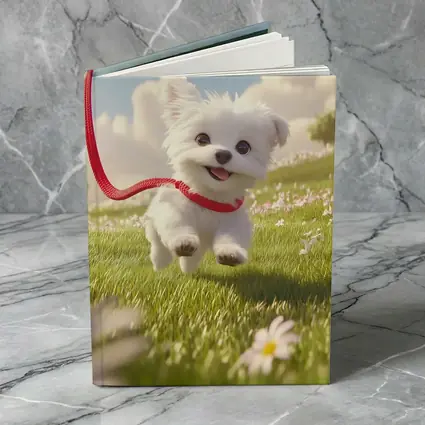 White Maltese Puppy Running Green Field