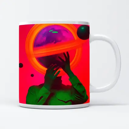 Neon Planet Man Surreal Pop Art