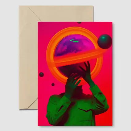 Neon Planet Man Surreal Pop Art