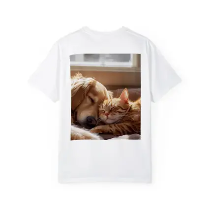 Golden Retriever and Orange Tabby Cat Sleeping