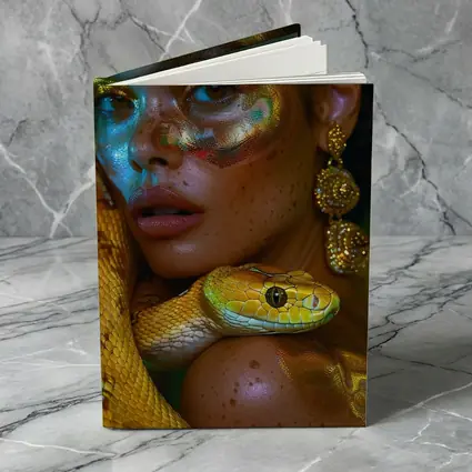 Woman With Yellow Snake Body Paint Art