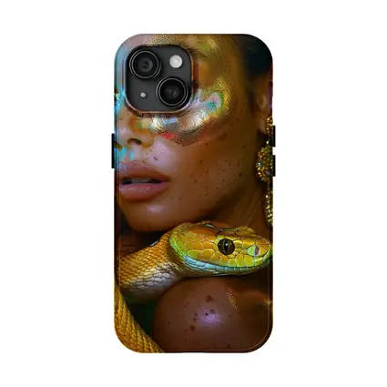 Woman With Yellow Snake Body Paint Art