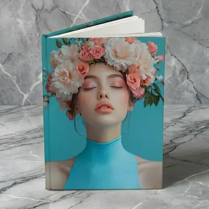 Woman Flower Crown Blue Background Portrait