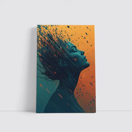 Woman Profile Dissolving Paint Splatter Abstract Art