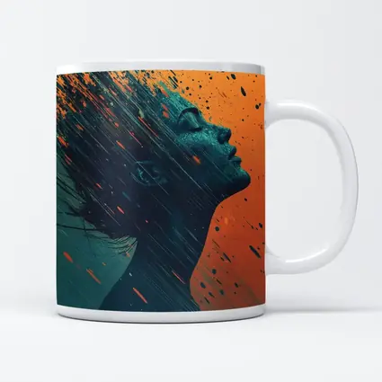 Woman Profile Dissolving Paint Splatter Abstract Art