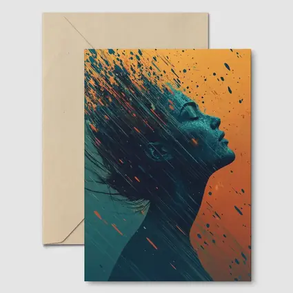 Woman Profile Dissolving Paint Splatter Abstract Art