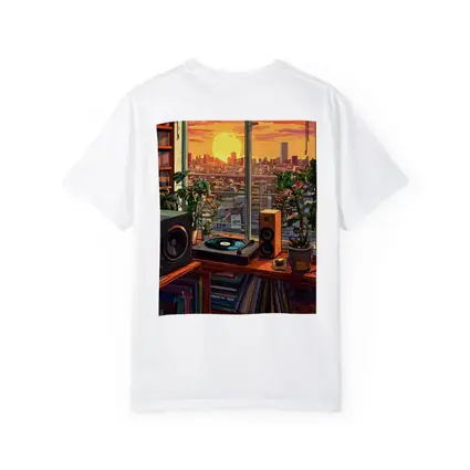 Retro Vinyl Room Anime City Sunset
