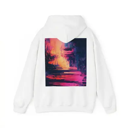 Glitch Art Abstract Neon Pink Cityscape