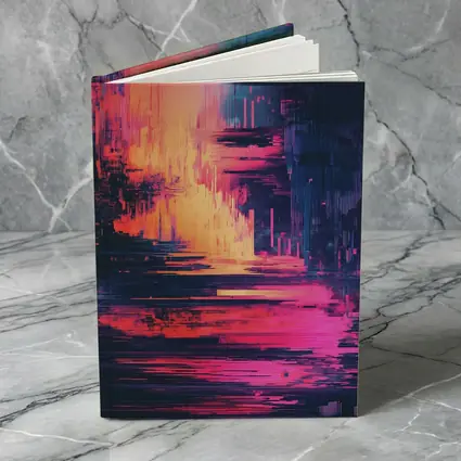 Glitch Art Abstract Neon Pink Cityscape