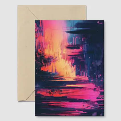 Glitch Art Abstract Neon Pink Cityscape